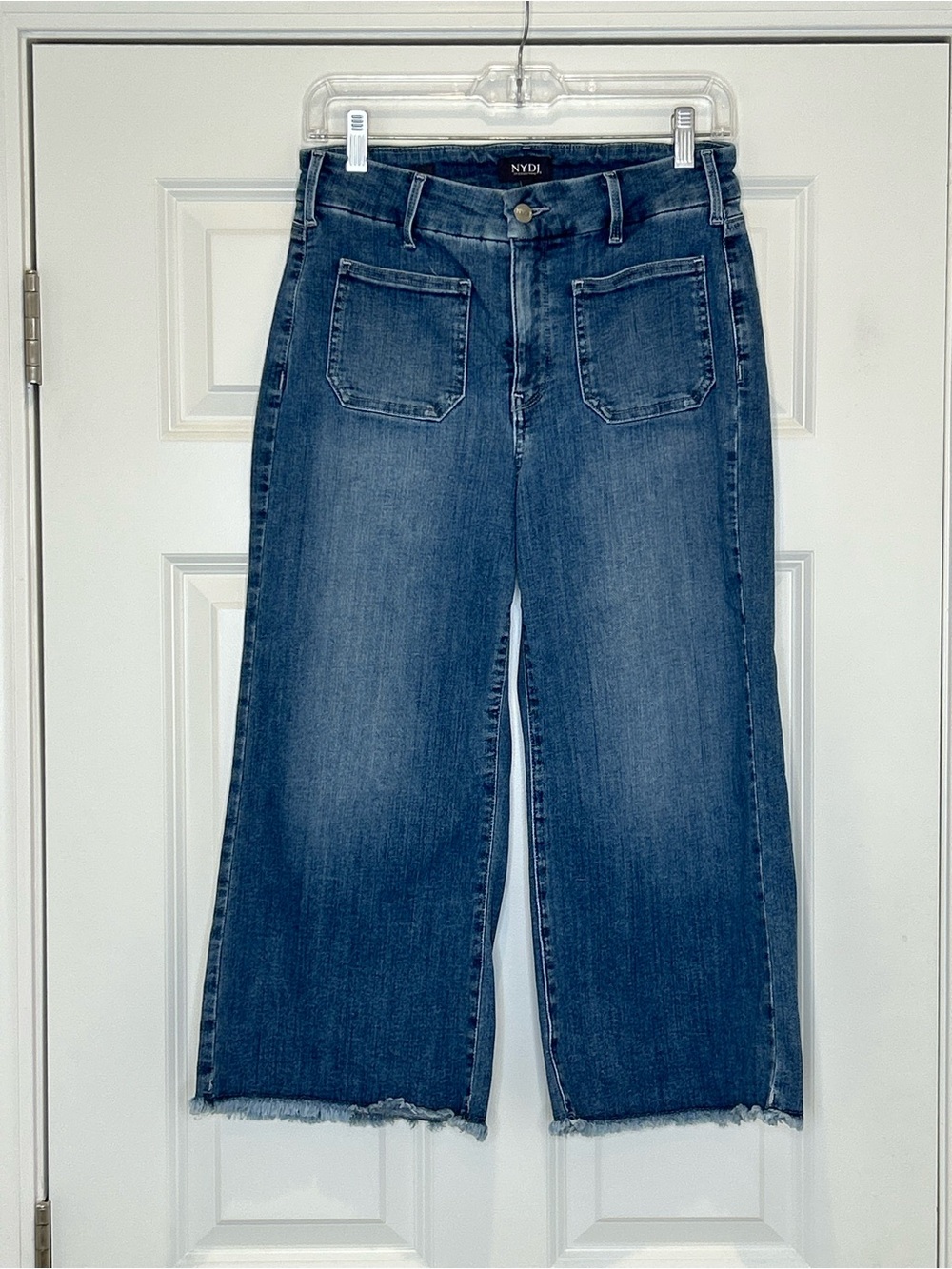 NYDJ High-Rise Wide Leg Crop Jeans in Medium Blue Size 8P